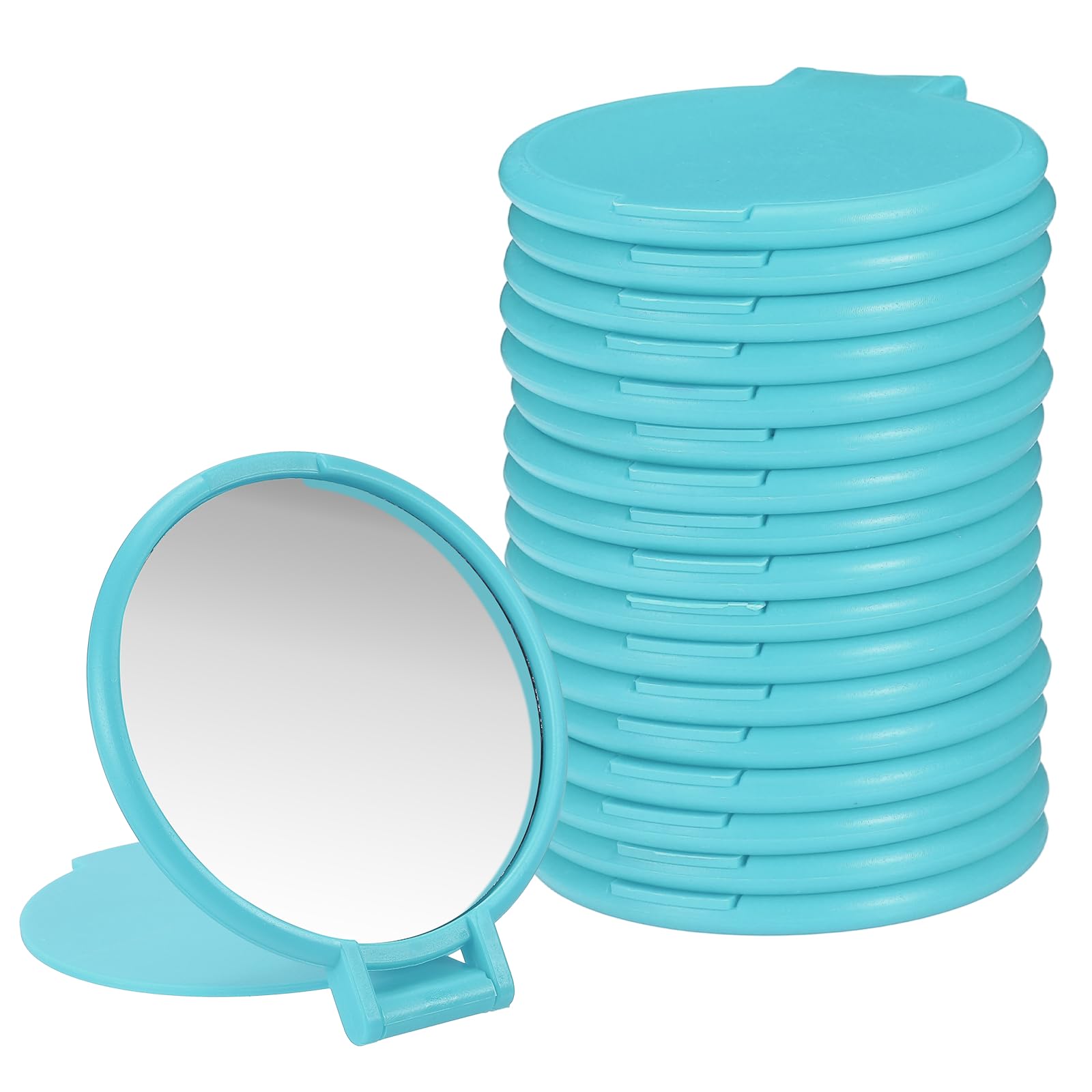 sourcing map 18 Pcs Round Compact Mirror Bulk, Mini Pocket Folding Makeup Mirrors Small Portable Makeup Stuffs for Purse, Women Girls Travel Daily Use Party Gifts, Sky Blue