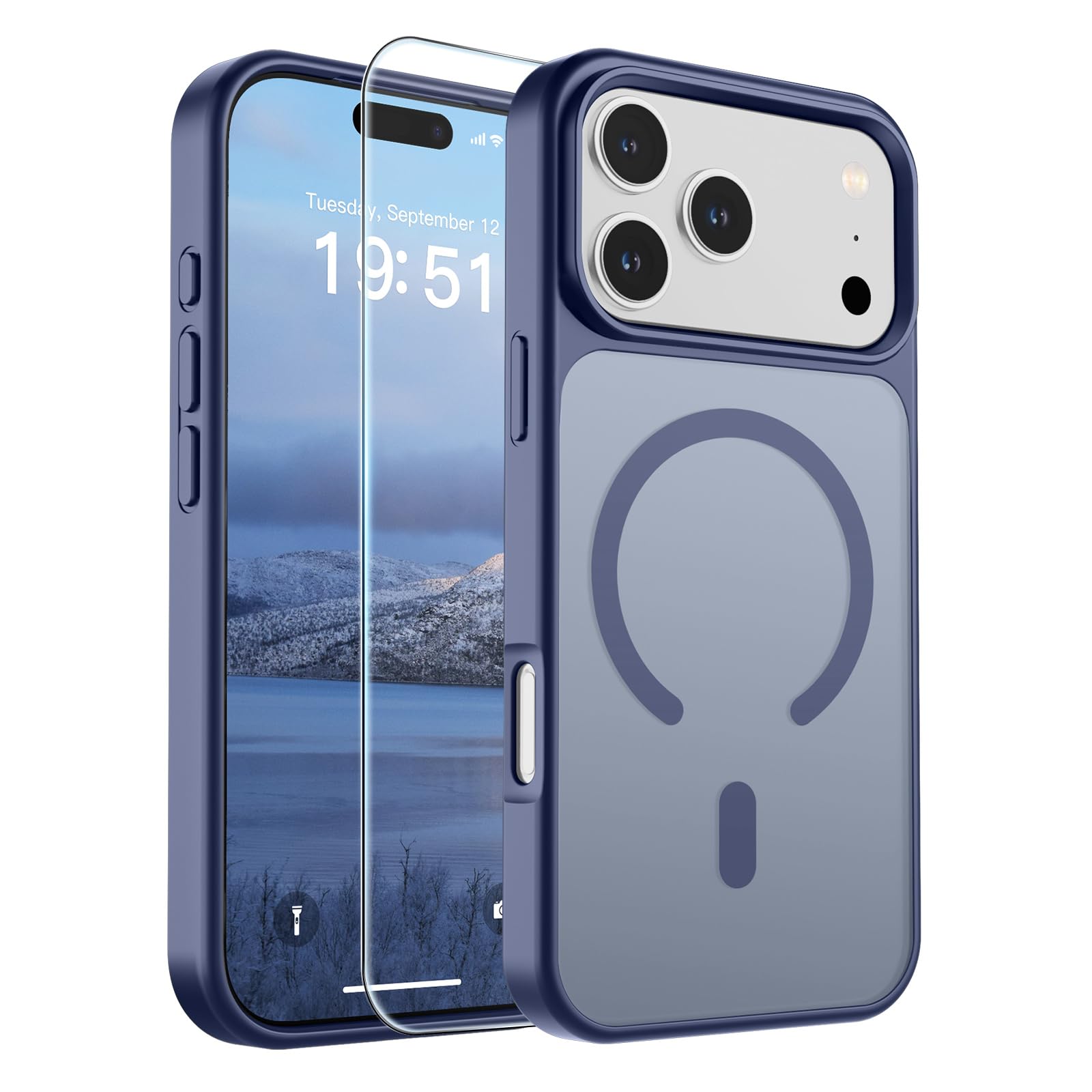 SUPFINE Magnetic for iPhone 17 Pro Case Lavender Gray | With Screen Protector, Translucent Matte, Compatible with MagSafe, Military Grade Drop Proof, Rugged Shockproof Protective