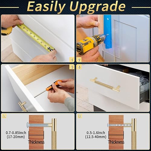 Miniatura 5 de Paquete de 12 tiradores moleteados para gabinete, manijas de gabinete de 16 pulgadas de largo, tiradores de puerta de metal, tiradores de cajón de