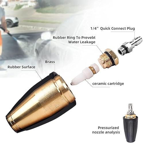 Miniatura 10 de 4000PSI - Herramienta de boquilla turbo para lavadora a presión de 14 pulgadas, kit de boquilla turbo de pulverización giratoria rápida de 360,