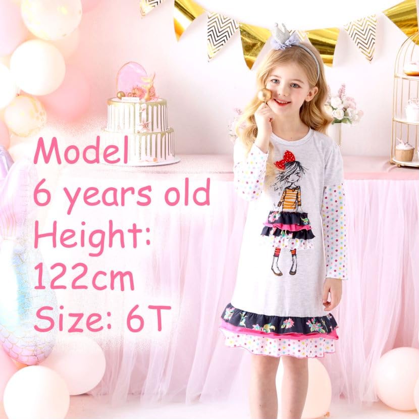 Image of VIKITA 2017 Girls Embroidery Cotton Long Sleeve Flower Dresses LH5460 for 1-8 Years ?-