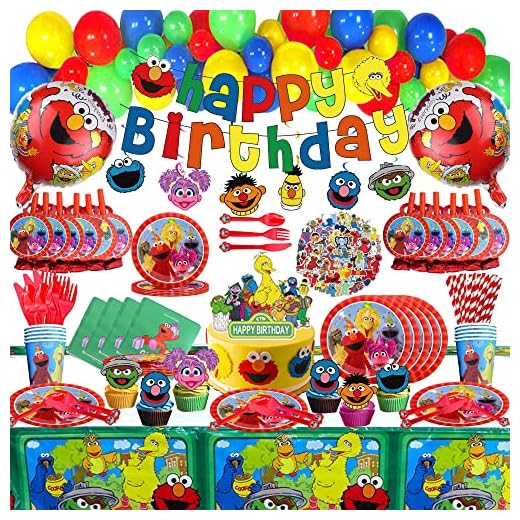 226PCS Disposable Tableware Kit Serves 10 Guest, Birthday Party Supplies, Party Decorations, Balloon Kit, Stickers, Swirls, Blowouts, Banner, Cupcake Toppers, Foil Balloons