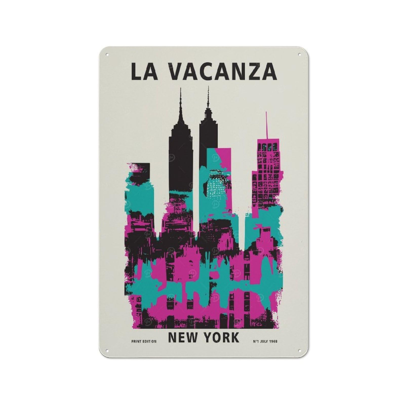 Junmoney Style-4 Tin Wall Plaque 30X20cm With New York City Retro For Man Cave Or Games Room, A Housewarming Gift For Leisure-Room Decor Enthusiasts