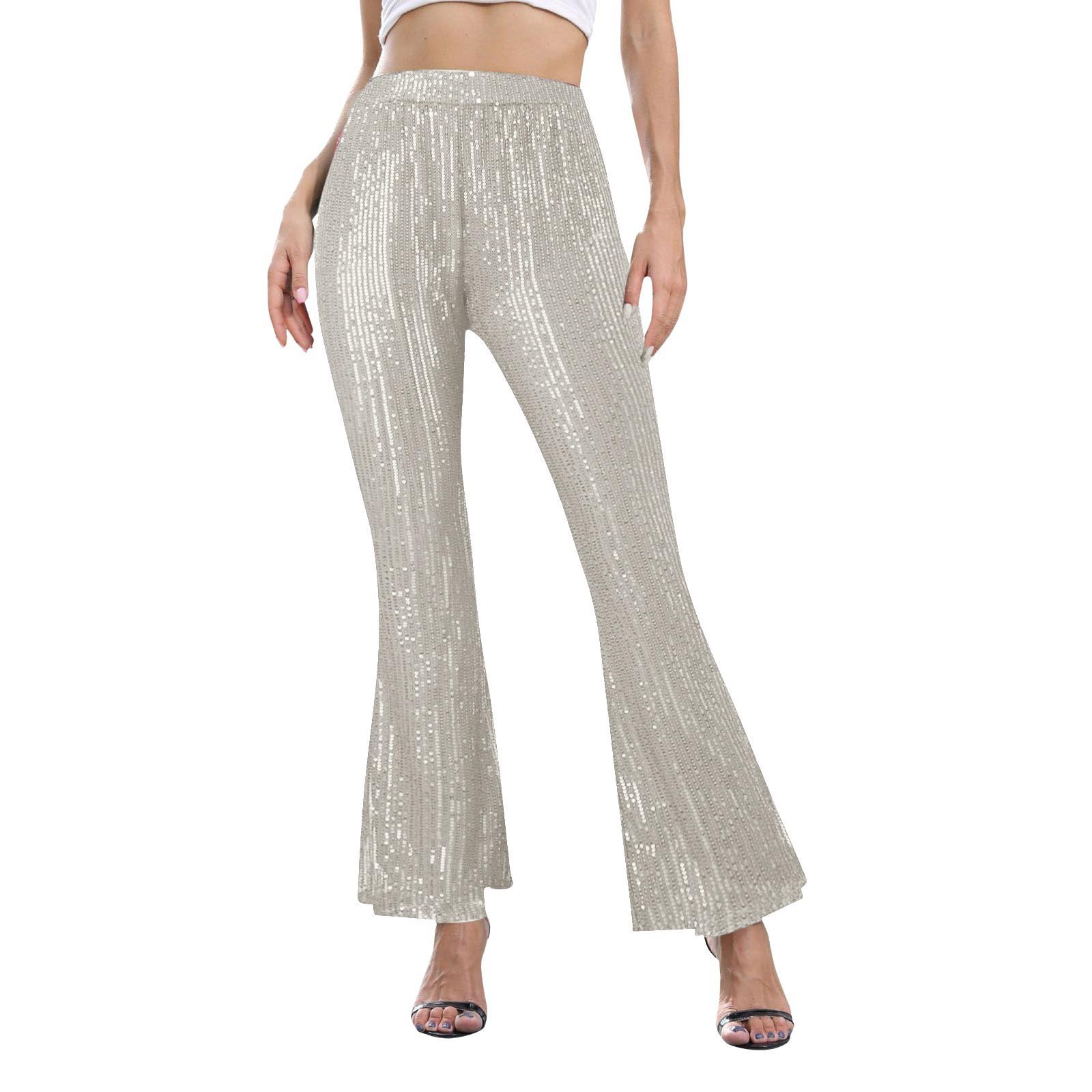 Pantalones acampanados con lentejuelas de cintura ancha que estilizan y aportan máxima comodidad 6