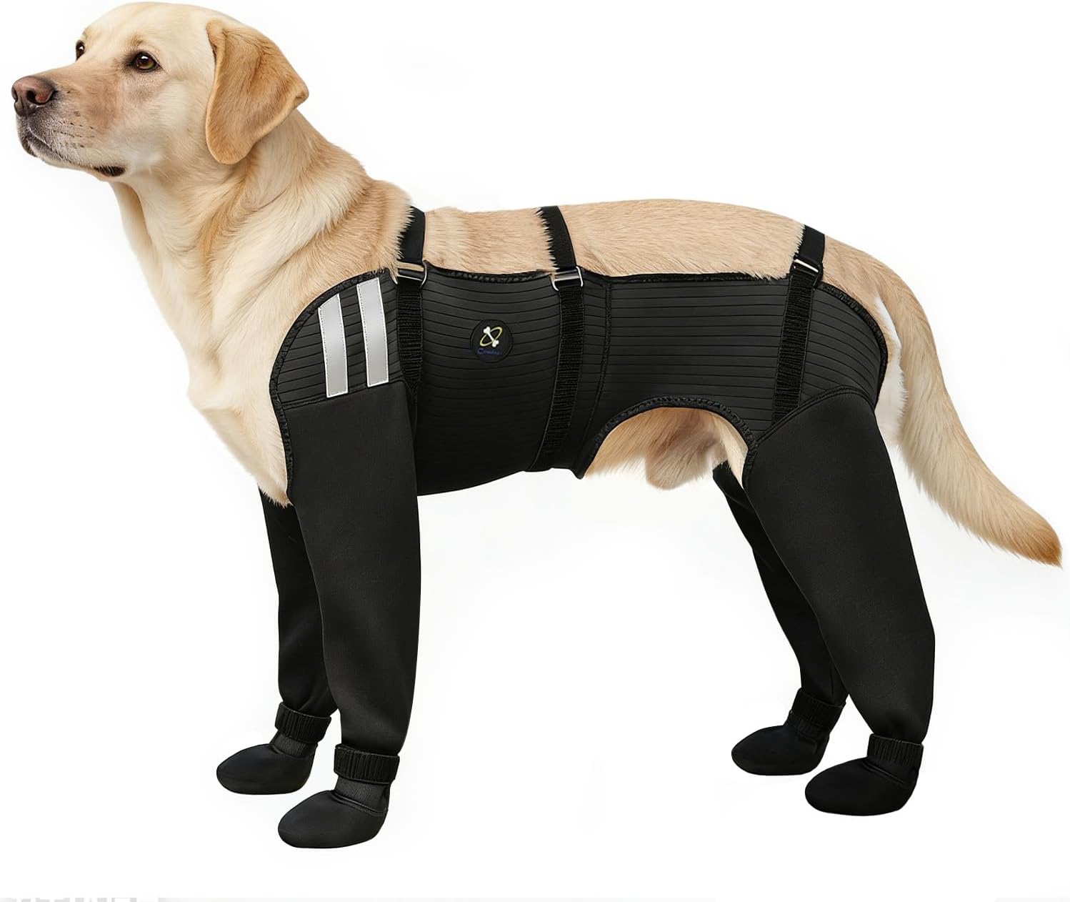 COODEO Dog Socks for All 4 Paws, Waterproof Non-Slip Easy to Wear, Licking Prevention Paw Protection, Durable Warm Salt-Resistant, for Rain Snow Post-Surgery Wound Care Daily Use (Black, XL)