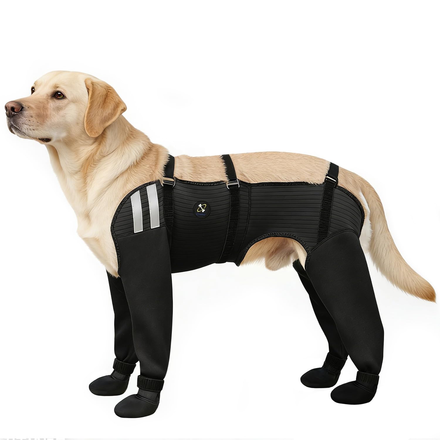 Photo 1 of COODEO Dog Socks for All 4 Paws, Waterproof Non-Slip Easy to Wear, Licking Prevention Paw Protection, Durable Warm Salt-Resistant, for Rain Snow Post-Surgery Wound Care Daily Use (Black, L)