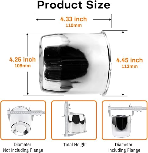 Miniatura 5 de 4 tapas centrales de rueda de remolque de 4.252 in/4.25 pulgadas para 4.25 pulgadas con orificio central de 4.25 pulgadas, llantas de acero al