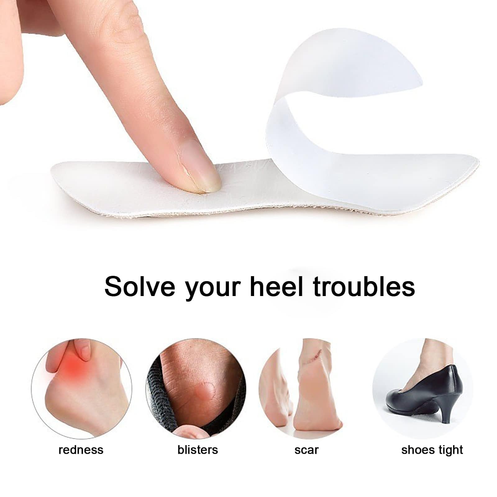 8 Pares Almohadillas para Talón, Almohadillas Autoadhesivas Antirrozadura, Evitan que los Talones Rocen y Resbalen, Ajustador de Talla, Rellenos para Zapatos Demasiado Grandes para Hombres y Mujeres