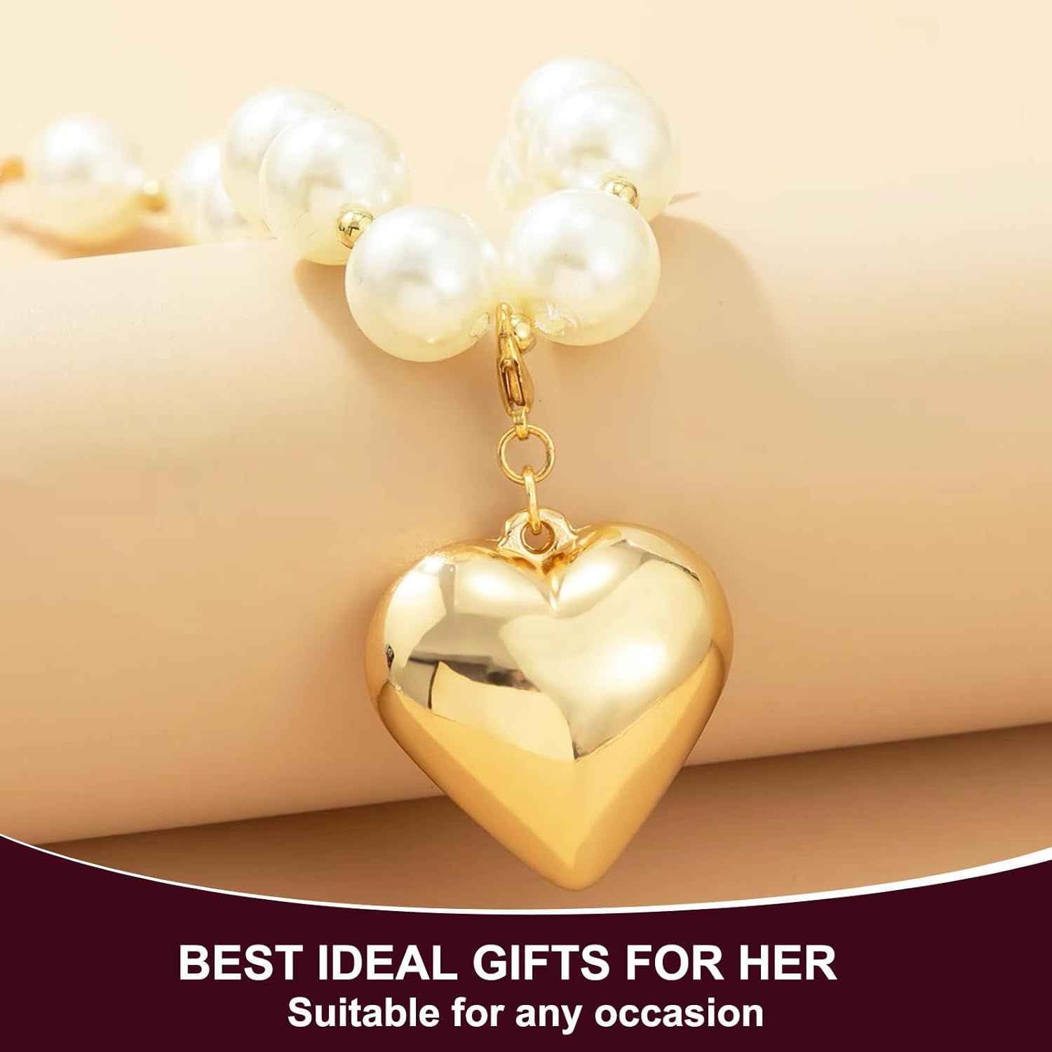 Heart Pendant Choker Necklaces for Women, Chunky Puffy Heart Necklace Jewelry for Women, Y2k Heart Gold Pendant Necklace - Image 4