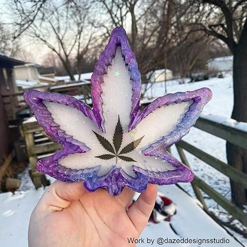 Miniatura 4 de RESINWORLD Molde de cenicero de hojas para resina epoxi, molde de silicona de resina de cenicero de hoja de arce, moldes de bandeja de hojas para