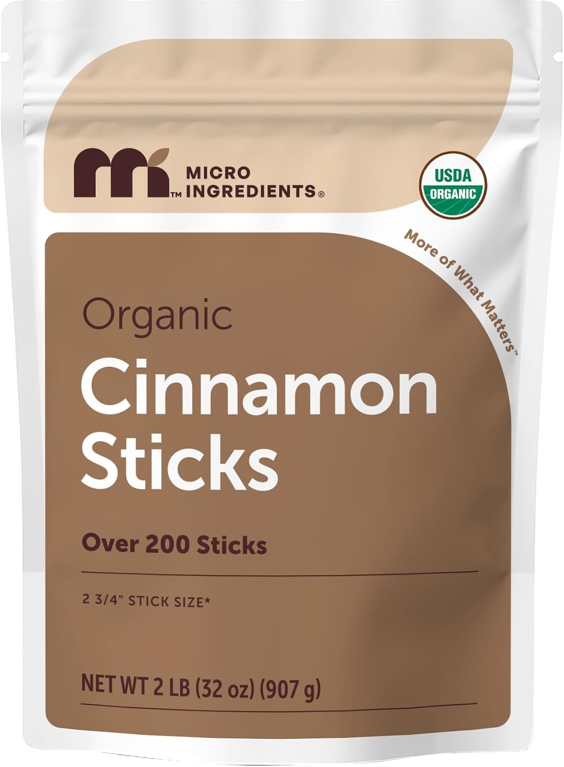 Micro Ingredients Organic Cinnamon Sticks Whole, 2lb (200+ Sticks) | Bold Aroma & Flavor | Great for Tea, Desserts & Cooking | Non-GMO, Vegan Friendly, Bulk Supply