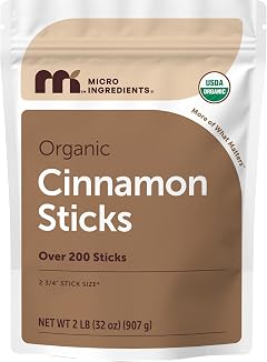 Micro Ingredients Organic Cinnamon Sticks Whole, 2lb (200+ Sticks) | Bold Aroma & Flavor | Great for Tea, Desserts & Cooking | Non-GMO, Vegan Friendly, Bulk Supply