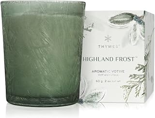 Thymes Scented Candles for Home Decor - Luxury Home Fragrance Gifts for Women & Men - Winter Candles with Crisp Notes of Sage, Eucalyptus, & Cypress Needles - Sage-Green (Highland Frost, 2 oz)
