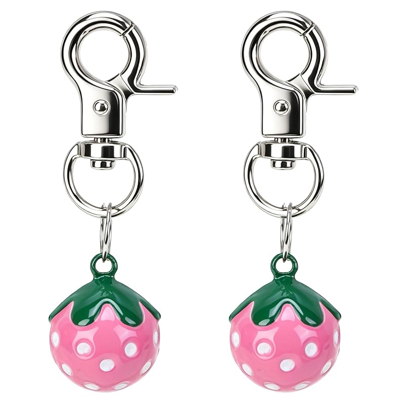Pingente Sino para Coleira de Gatos e Cães em Aço Inoxidável EXPAWLORER Pink Strawberry, Pacote com 2