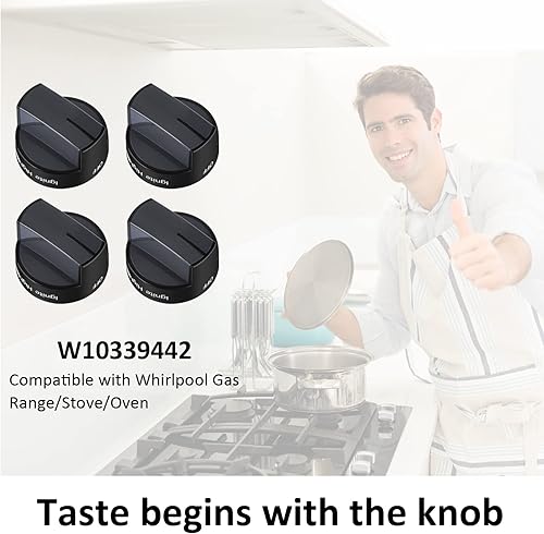 Miniatura 5 de W10339442 - Pomos para estufa de gas, pomos de control de quemador de superficie de cocina, repuesto negro, compatible con cocina de gas,