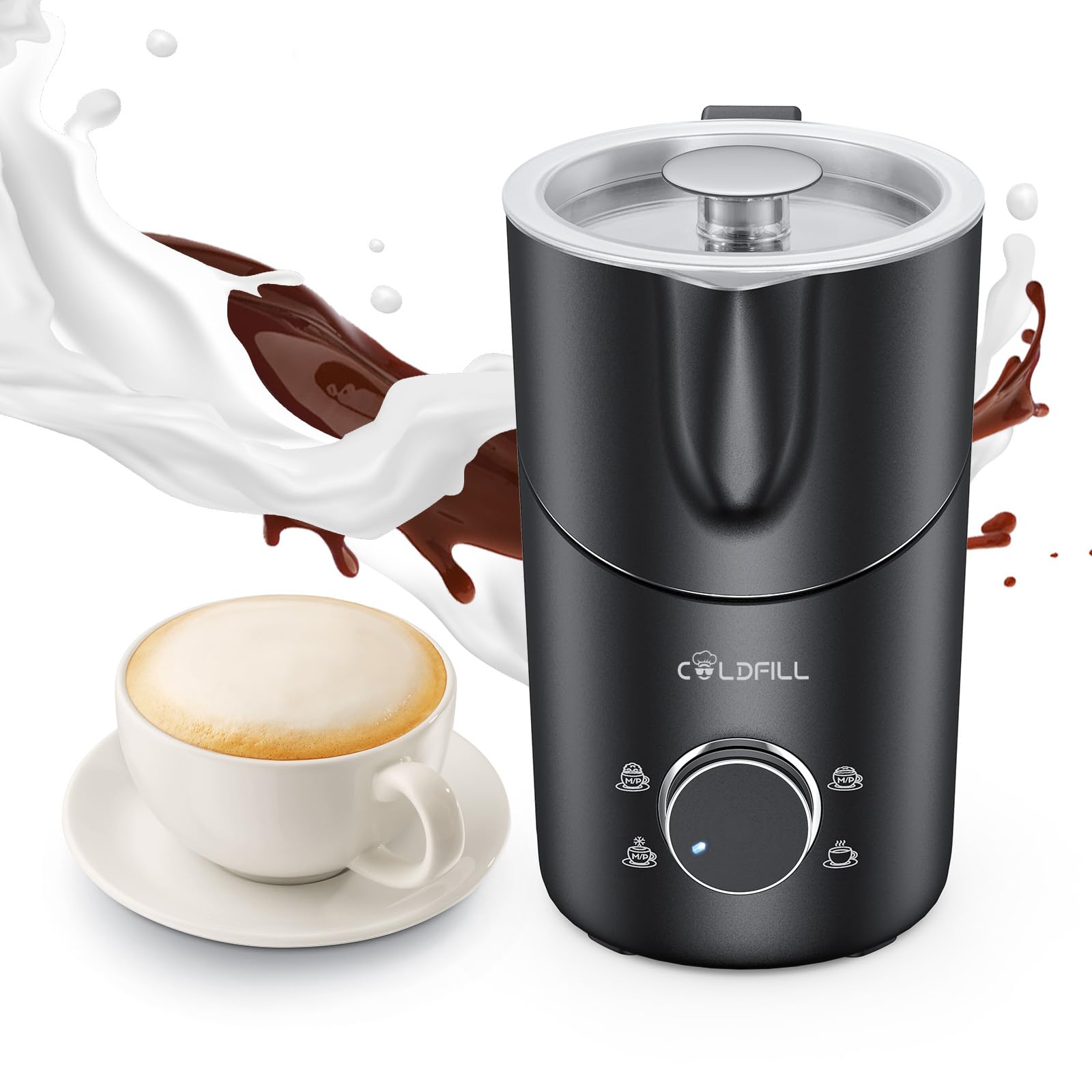 Montalatte Elettrico - Cappuccinatore Elettrico 8 in 1, 400ml Schiumalatte Elettrico per Cappuccino/Latte Macchiato, Latte Vegetale, Lavabile in Lavastoviglie