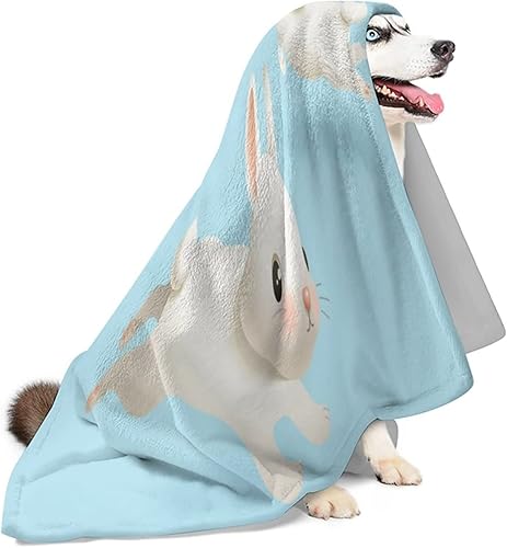 Miniatura 5 de Manta de forro polar con diseño de conejito blanco para sofá, manta gruesa y mullida, cálida y suave, para sofá, 40 x 50 pulgadas