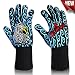 Menhoud 932°F Oven Mitts Heat Resistant BBQ Gloves – Silicone Cooking & Grilling Gloves – 14" Long For Extra Forearm Protection For Cooking, Grilling, Baking - 1 Pair Blue
