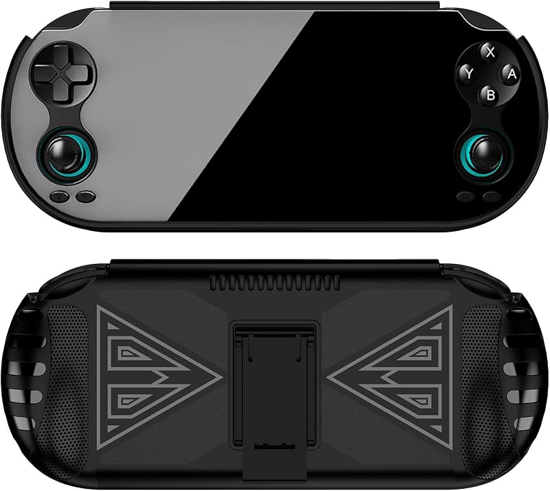 Funda protectora para consola de juegos portátil ANBERNIC RG VITA PRO /RG VITA, funda protectora de TPU, funda protectora a prueba de golpes con base de soporte (negro)