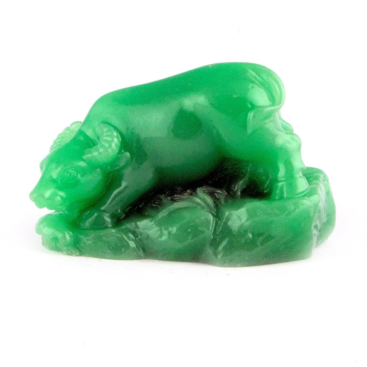 3" Chinese Horoscope Zodiac Bull Ox Statue Cow Figurine Feng Shui Animal Jade Color