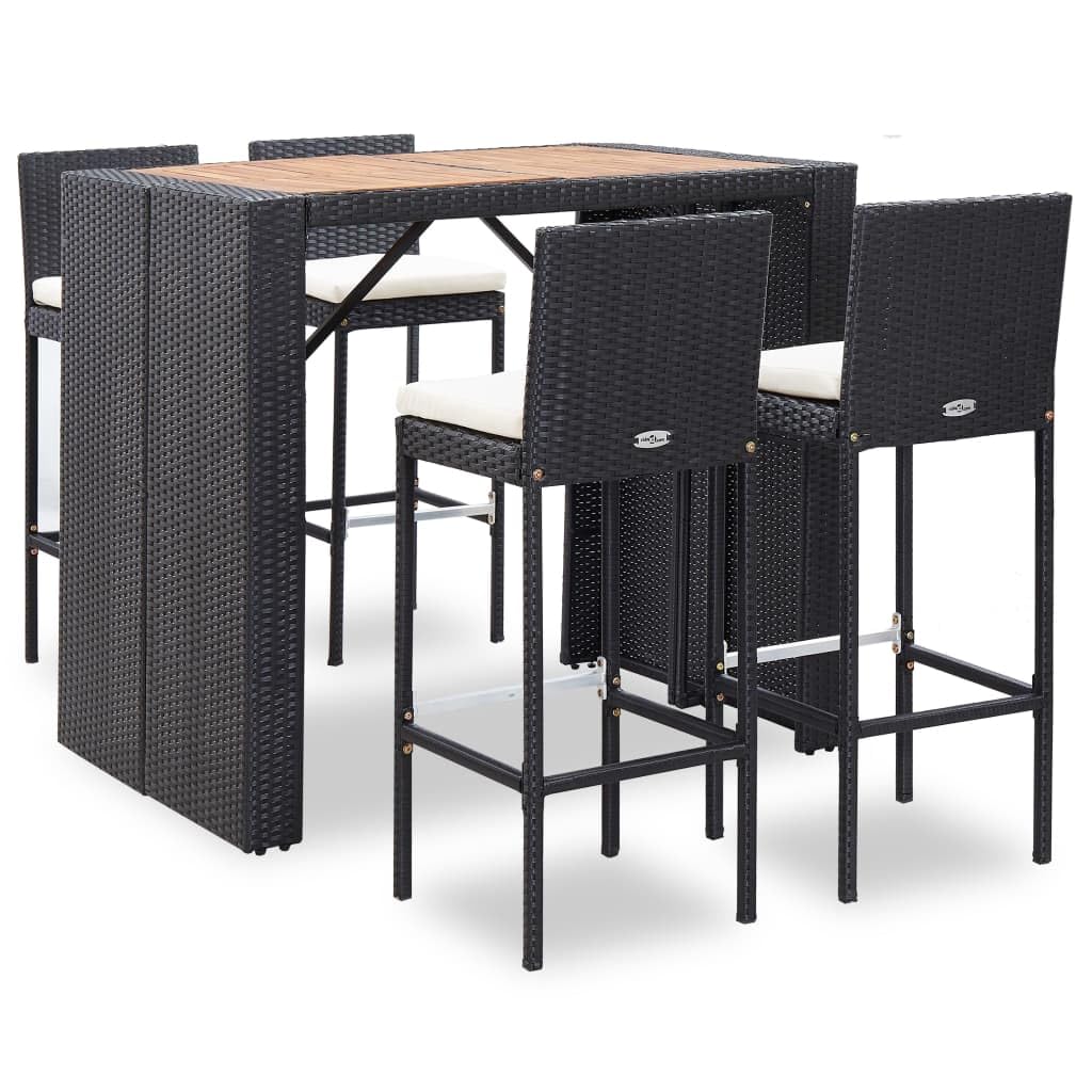 vidaXL Set da Bar da Giardino 5 pz in Polyrattan e Massello d'Acacia