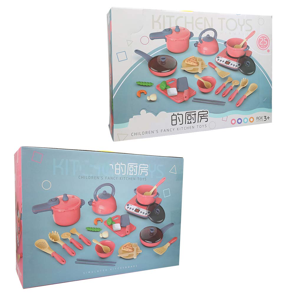 Mini Plastikowy Zestaw Kuchenny do Stymulacji do Kreatywnej Zabawy w Udawanie z wiedzą kulinarną dla Dzieci Powyżej 3 życia (Czerwony)