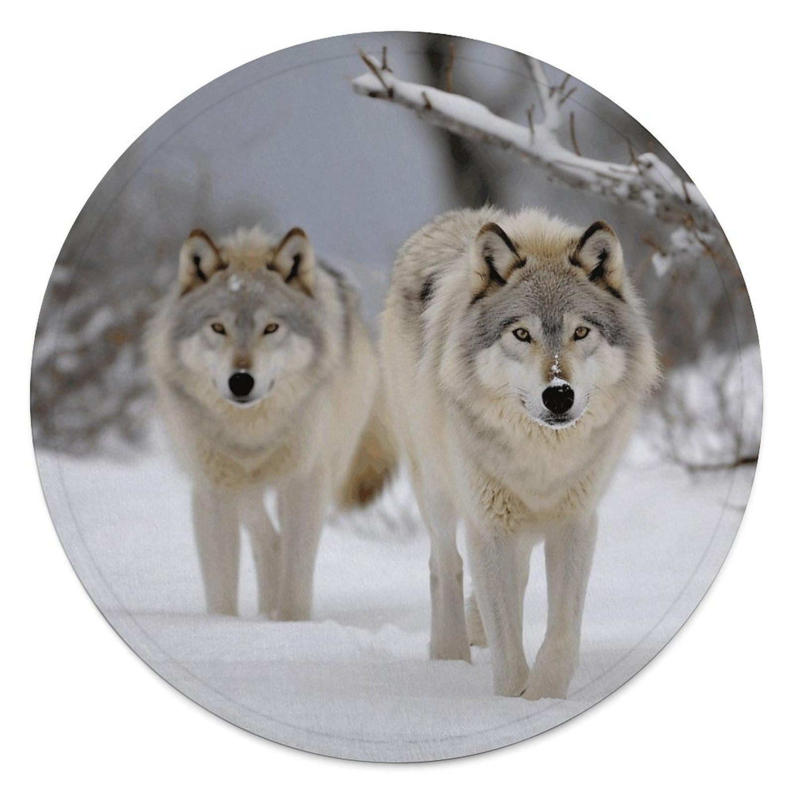 Couverture de plage ronde Two Wolves pour vos pique-niques en famille et voyages d'été 150x150