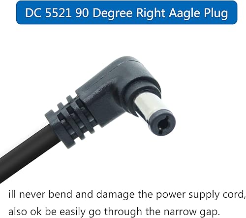 Miniatura 3 de Cable de extensión de alimentación de 3.3 pies CC de 12 V, ángulo recto de 90 grados, 0.217 in x 0.083 in, enchufe adaptador de corriente macho a