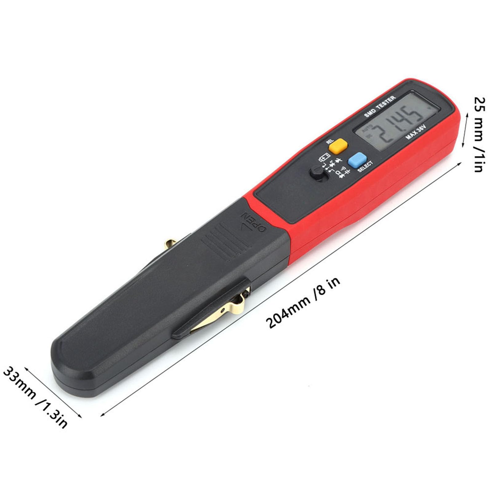Multímetro UT116C, Probador Compacto y Versátil para Pruebas de Diodos de Capacitancia de Resistencia SMD para Ingenieros Electrónicos, Rojo y Gris, 1 Unidad