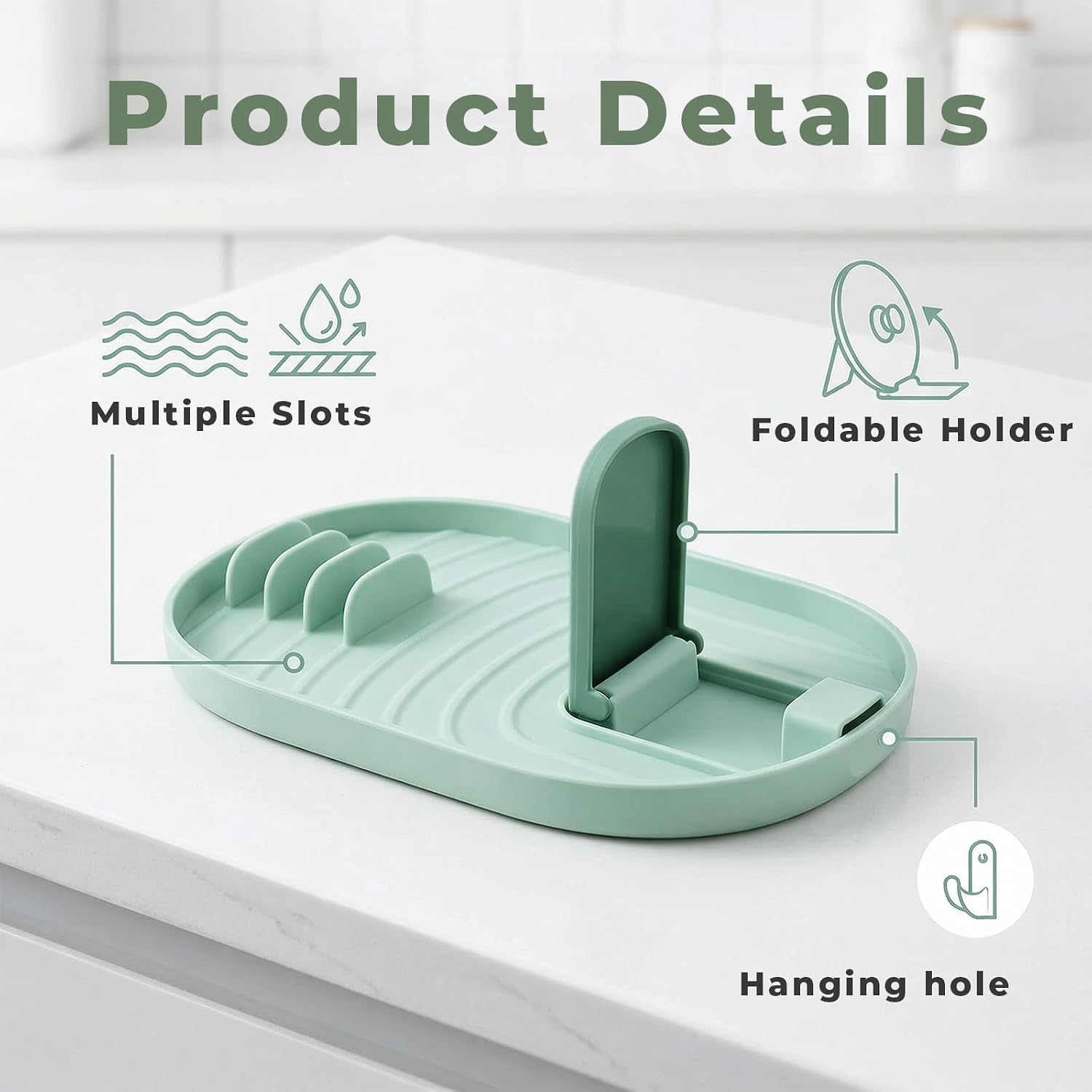 Heran Pot Lid and Spoon Rest for Stove Top, 2 Pack Foldable Pot Lid Holder and Spoon Rest, Space-Saving Pot Lid Spoon Ladle Spatula Standfor for Cooking Counter, Kitchen Gadgets Utensil Rack