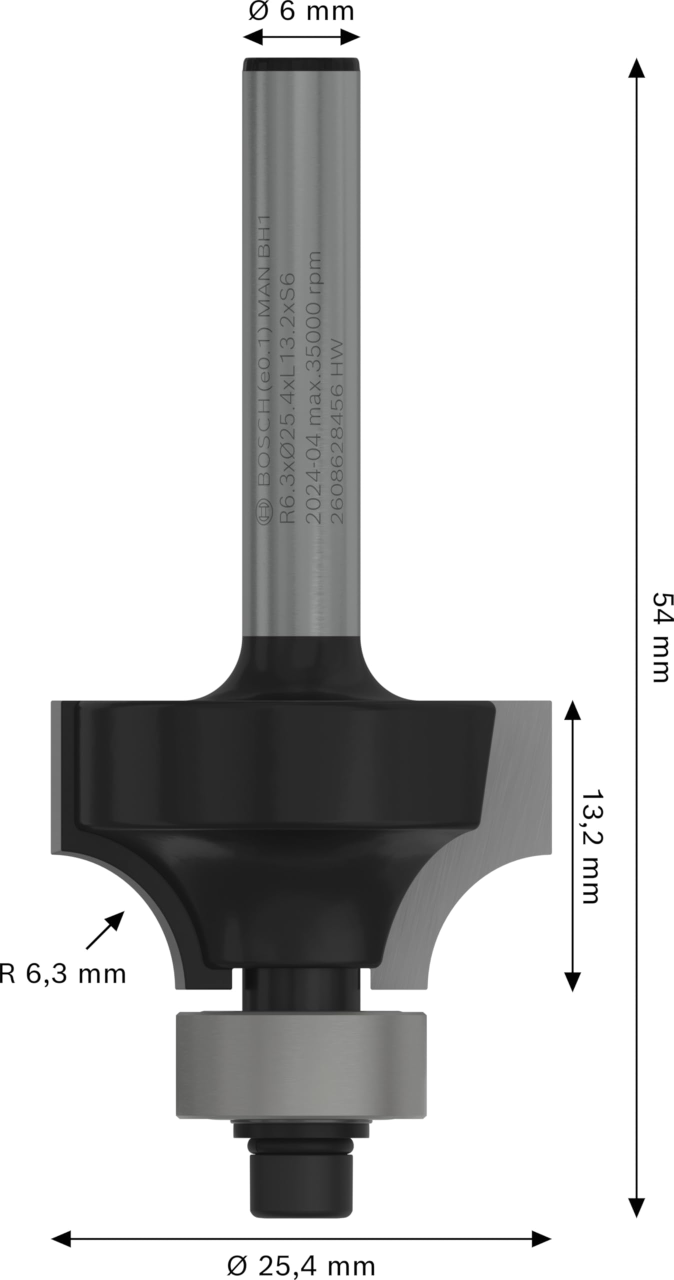 Bosch 1x PRO Abrundfräser (für Weichholz, Hartholz, Ø 25,4 mm, Professional Zubehör Handfräse, Kantenfräse) (Packung mit 2)