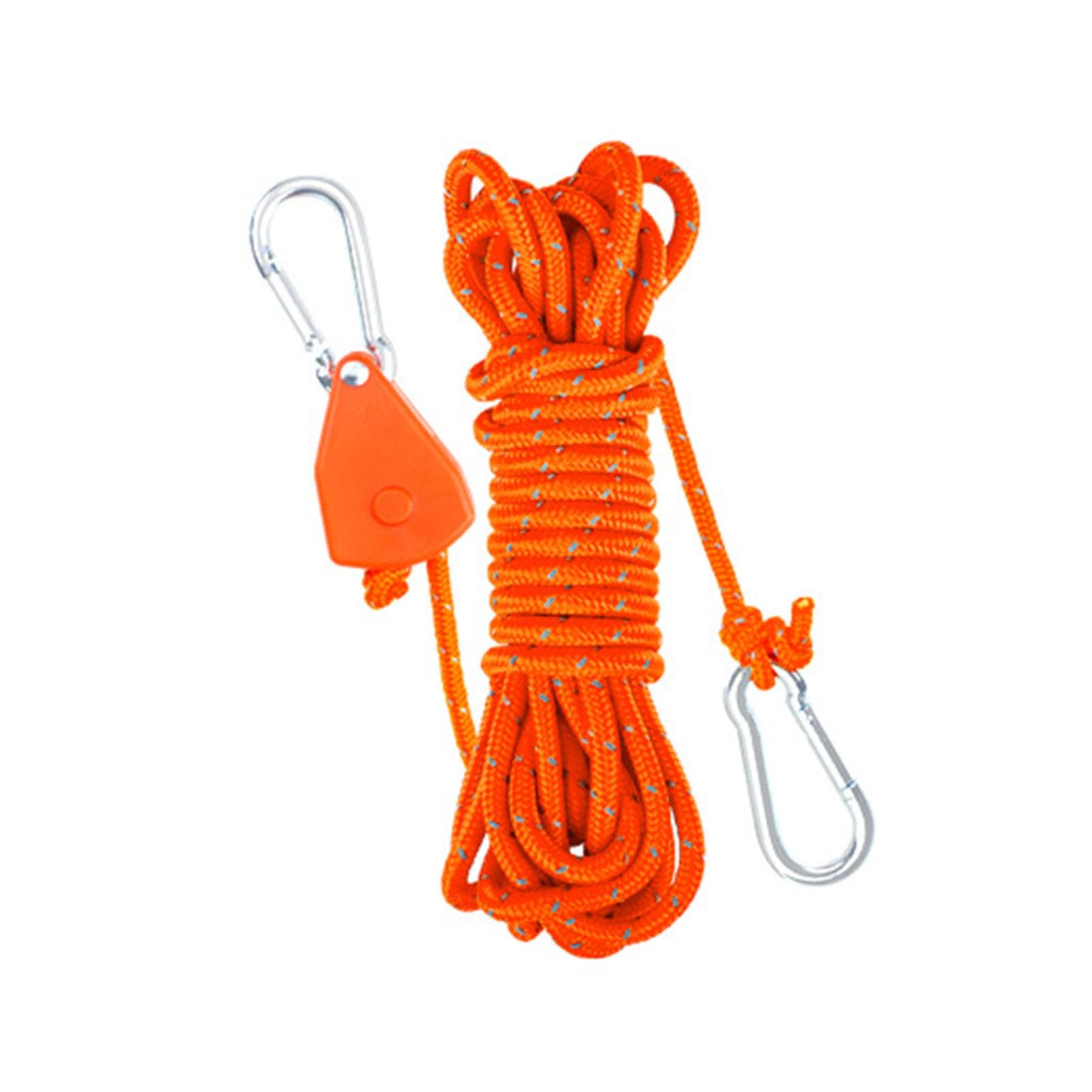 anwhriet Tent Guy Rope with Pulley Tensioner, 3m Reflective Heavy Duty Nylon Wind Rope with Self-Locking Adjuster, Camping Tent Cord Tightener with Carabiner for Canopy, Gazebo, Hiking Orange