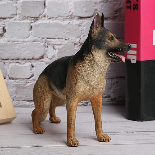 Miniatura 5 de LIZEALUCKY Figura de perro realista, figura de pastor alemán, escultura grande de plástico de 8 pulgadas, modelo de estatua de animal realista,