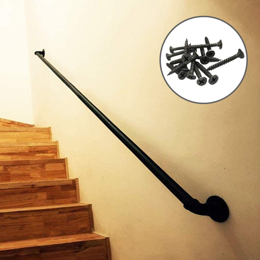 Main courante Saircase en fer forgé noir mat pour rampe d'escalier chic
