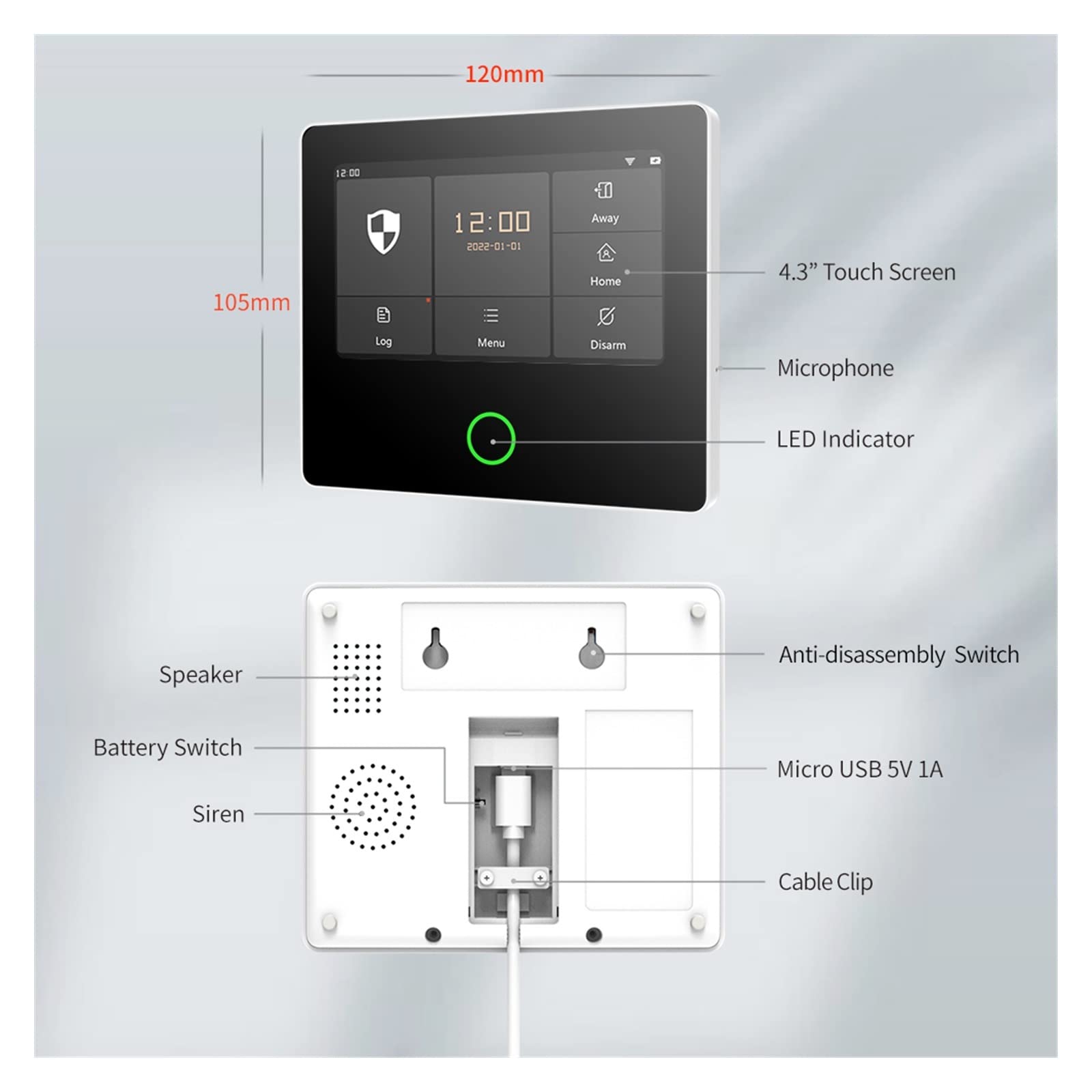 Sistema di Allarme di Sicurezza Domestica, Tuya Smart Home Kit antifurto di Protezione della Sicurezza Wireless Touch Screen IPS da 4,3 Pollici Integrato 10 Lingue(Set-A Alarm Panel)