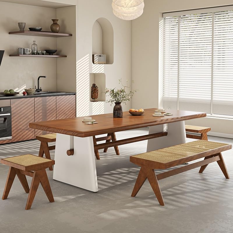 ENGENDER Mesas De Cocina Mesa de Comedor de Madera Maciza for Uso doméstico pequeño, Estilo WABI-sabi, Rectangular, for casa de Familia. Comedor(120cm)