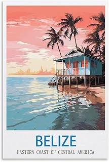 NABIQUE Belize Eastern Coast of Central America Vintage Travel Posters 16x24inch(40x60cm) Decorative Painting Canvas Wall Posters And Art Picture Print Modern Family Bedroom Decor Posters