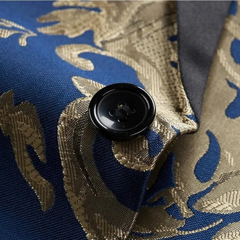 Men's Suit Slim Jacket Men Wedding Prom Dress Suit Flower Coat Blue A XS4