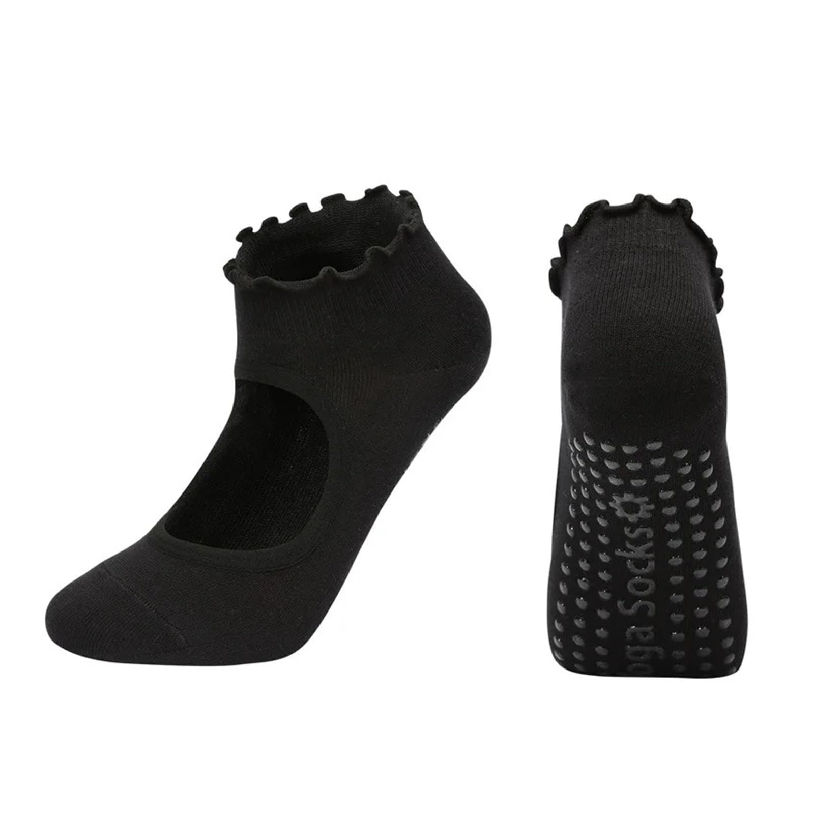 Calcetines de Yoga for Mujer, calcetín de Tobillo bajo con Agarre de Lechuga de algodón, Antideslizante, de Silicona, Deporte de Baile, Ballet, Pilates para Yoga Pilates Gimnasio(Black)