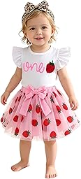 CM C&M WODRO Neugeborenes Baby Mädchen Outfit Ersten Geburtstag Rock Set Geraffte Ärmel T-Shirt und Tütü Tüllrock 1.Geburtstags Bekleidungssets Sommer 2-teiliges Kleidung ONE Shirt+Netzrock