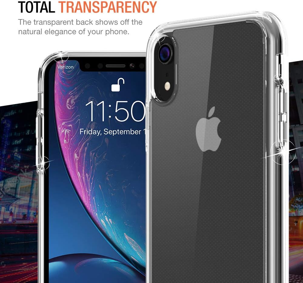 iPhone XR Case, Trianium Clarium Case Compatible Apple iPhone XR (2018)[6.1" ONLY] TPU Cushion Protection and Hybrid Rigid Clear Back Cover [ Work w/Most Screen Protector] - Clear
