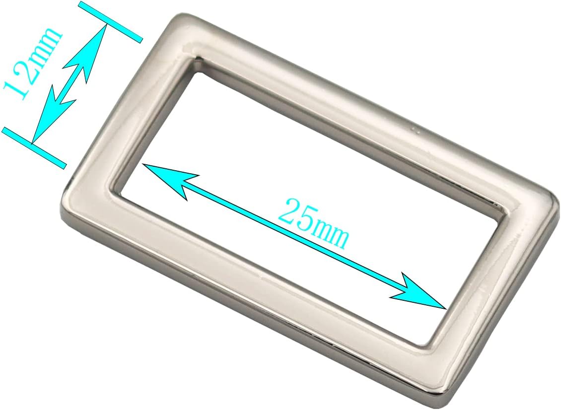 JWBIZ 8 Pcs Metal Flat Rectangle Rings Buckle for Bag Belt Strap Heavy Duty Square Loop (1 inch, Silver) - Image 2