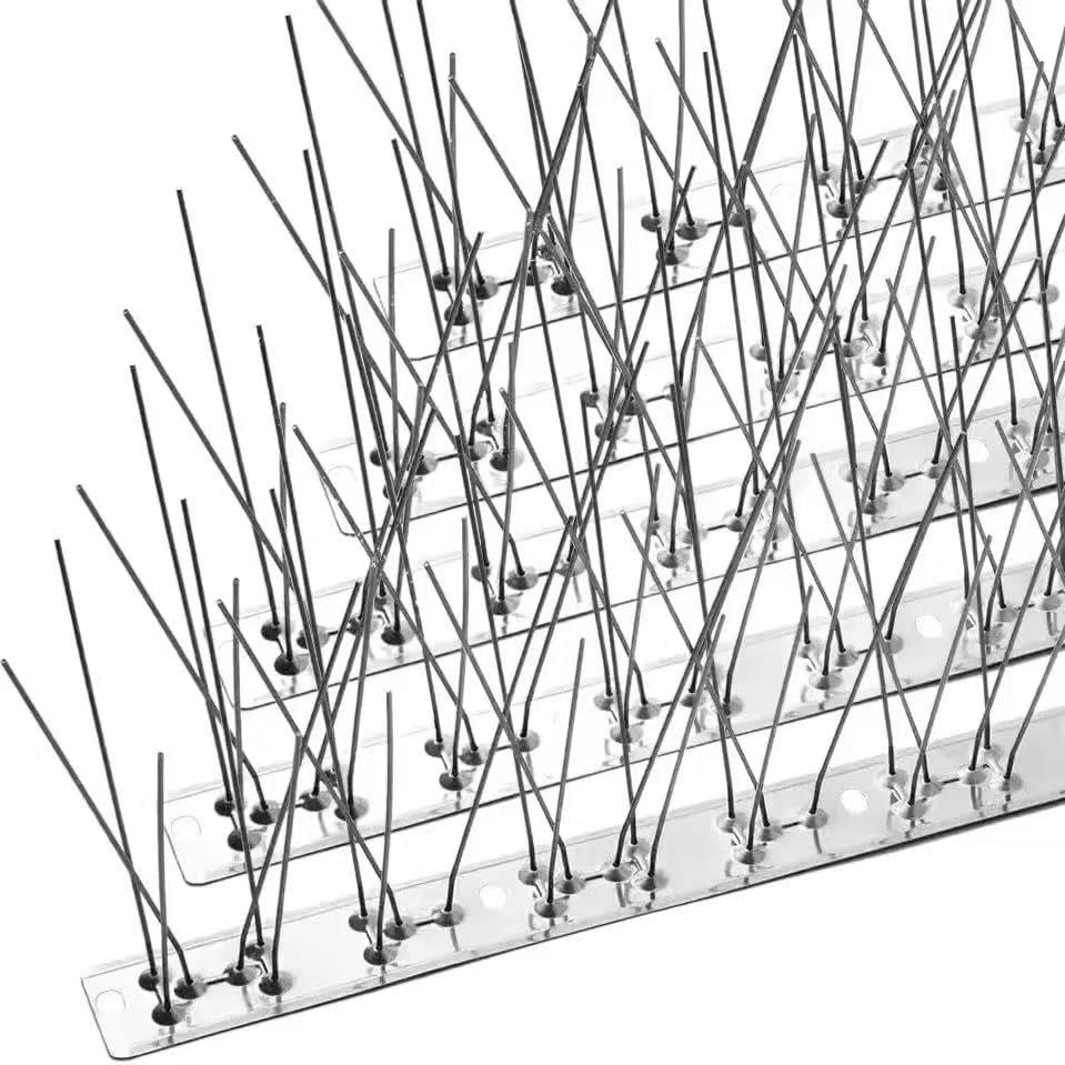 Sylvan Canery Bird Spikes Stainless Steel 1m, 304 Rustproof Pigeon Deterrent Spikes for Roof, Balcony, Gutter and Fence, Humane Bird Repellent Spikes Kit to Keep Away Pigeons, Seagulls and Pest Birds