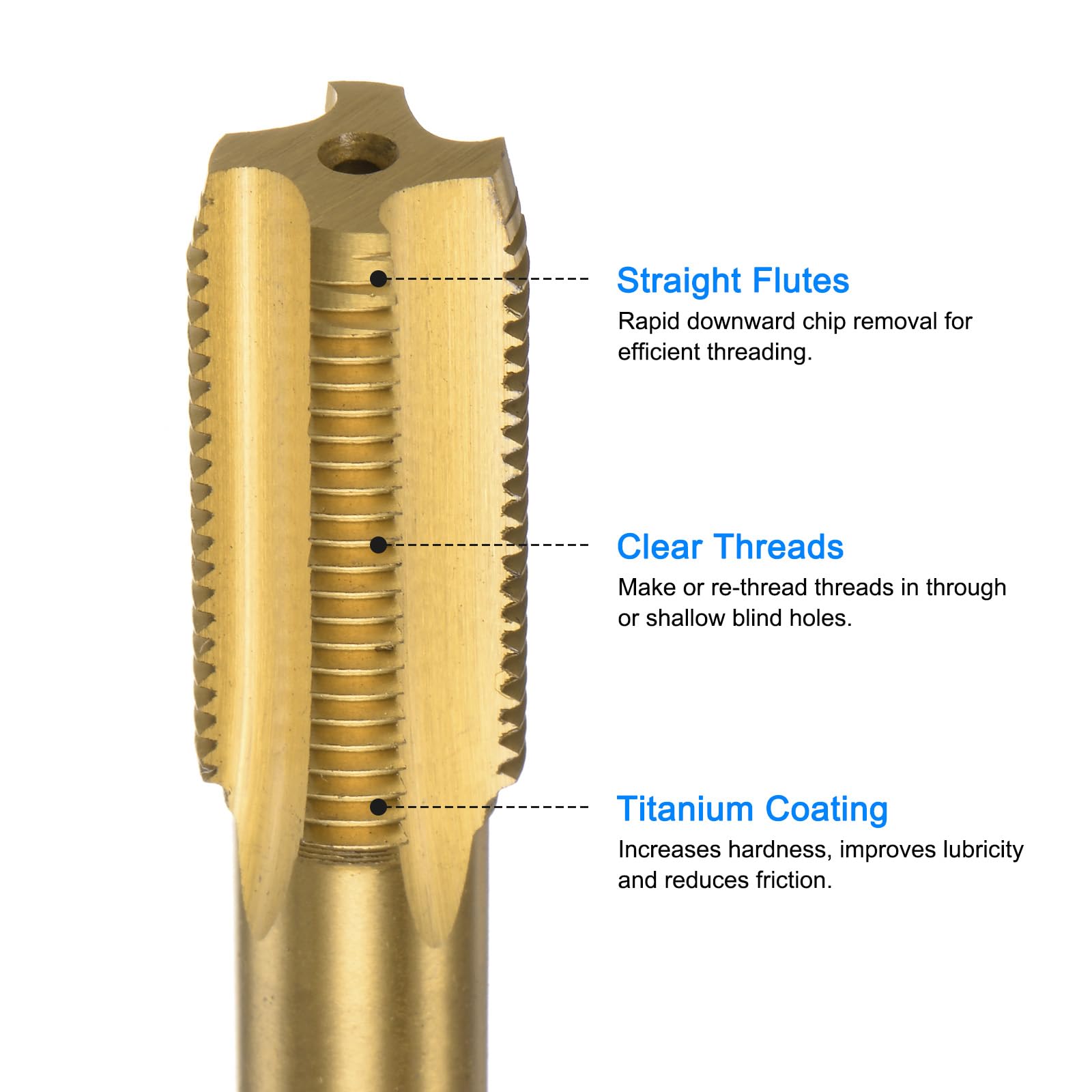 Maschio Per Filettatura M16x1.5 Sinistra - Acciaio Al Cobalto M35, Rivestito Titanio, Per Metalli Duri - Foto 8