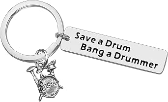Xiahuyu Drummer Gift Drummer Keychain Save A Drum Bang A Drummer Keychain Percussionist Gift Drum Player Band Gifts Musical Instrument Keychain for Drummers Percussionist