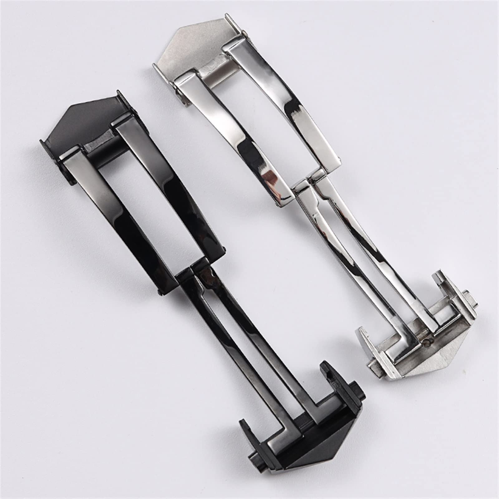 Fermoir déployant en acier inoxydable massif pour bracelet de montre Tag Heuer Noir 20 mm