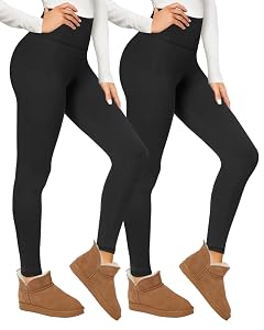 TNNZEET 2 Pack Thermal Leggings Women UK High Waisted Fleece Lined Pants