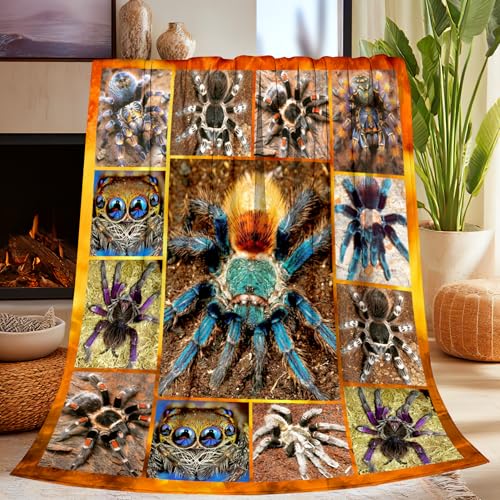 Spider Blanket Gifts for Women Men Kids Adults, Super Soft Funny Cool Spider Tarantula Decor Throw Blanket for Girls Boys Spider Lovers, Cozy Warm Plush Fleece Flannel Blankets 50