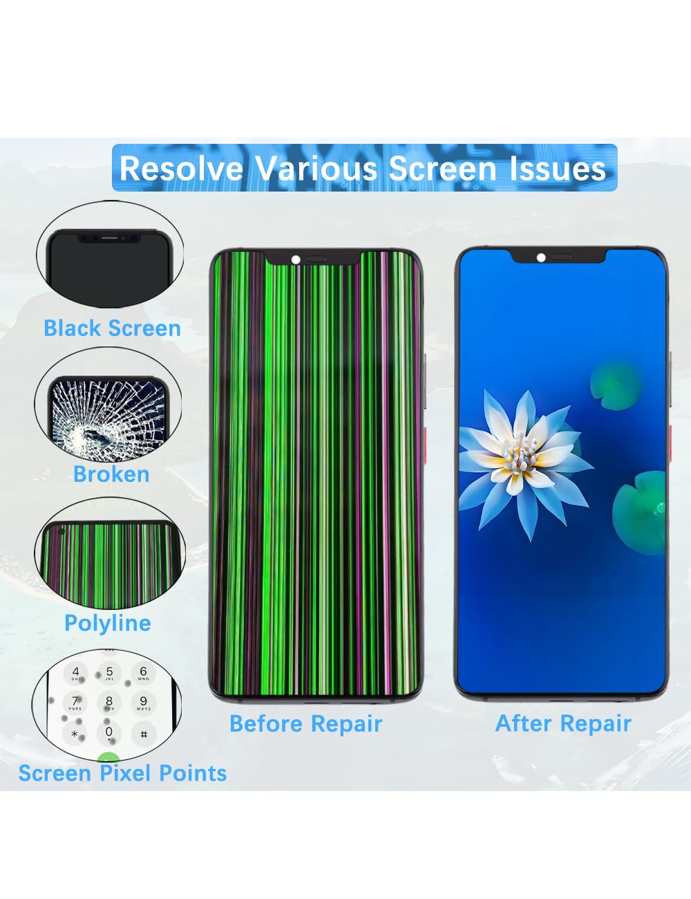 Écran LCD De Rechange Huawei Mate 20 Pro LYA-L09/LYA-AL10 - Avec Kit De Réparation Et Film Protection