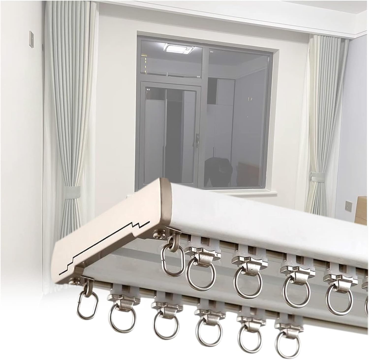 Aluminium Gordijnrail Plafondrail Heavy Duty Dubbele Siamese